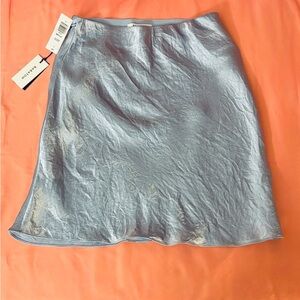 Aritzia Babaton Sz 4 Satin Acetate Slip Mini Skirt Baby Blue